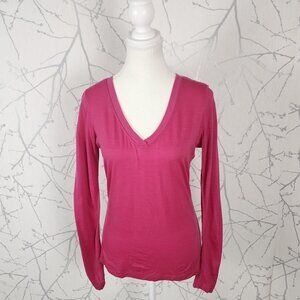 Segments Hot Pink 100% Merino Wool V-Neck Baselayer Long Sleeve